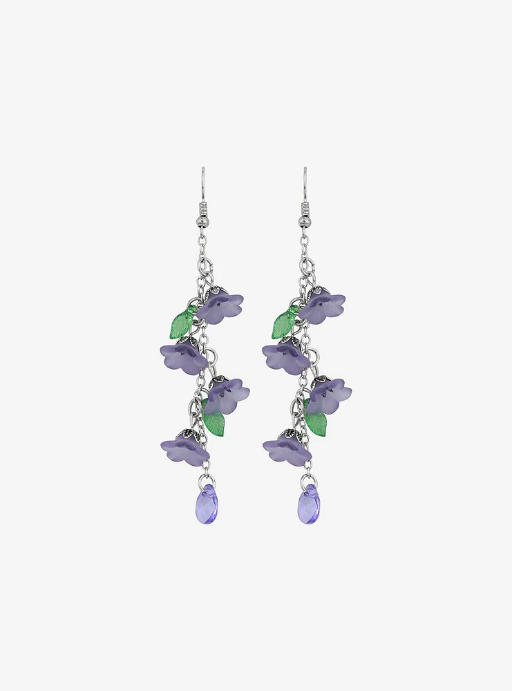 Thorn & Fable Purple Floral Drop Earrings