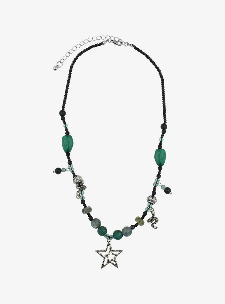 Thorn & Fable Star Green Bead Necklace