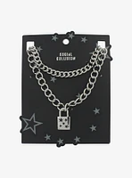Social Collision Star Padlock Chunky Chain Necklace Set