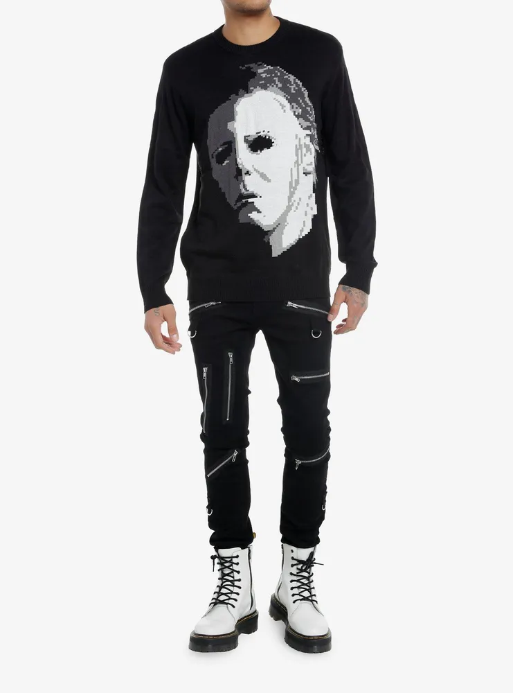 Halloween Michael Myers Mask Intarsia Sweater