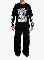 Midnight Fear Skulls & Snakes Oversized Long-Sleeve Twofer