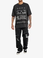 Social Collision Skull Alone Layered Oversized T-Shirt