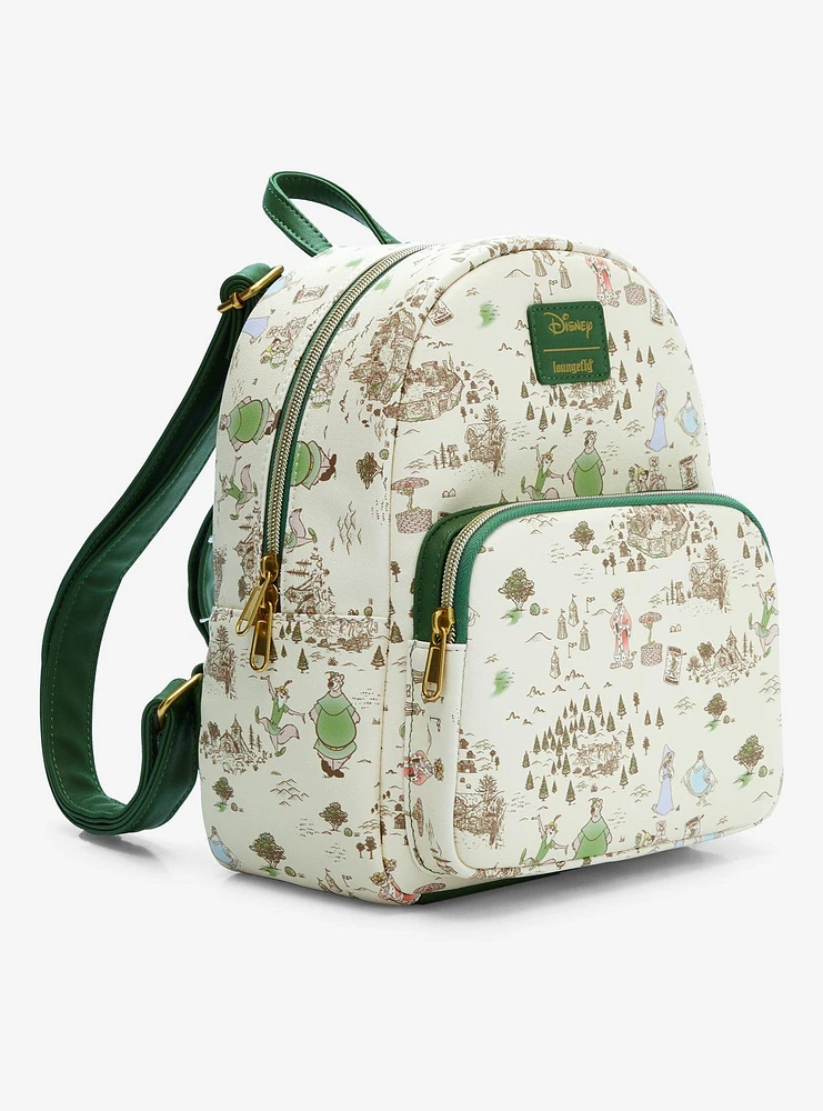 Loungefly Disney Robin Hood Sherwood Forest Map Mini Backpack