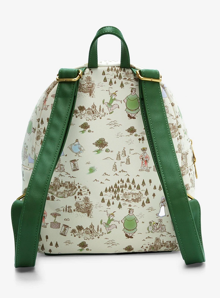 Loungefly Disney Robin Hood Sherwood Forest Map Mini Backpack