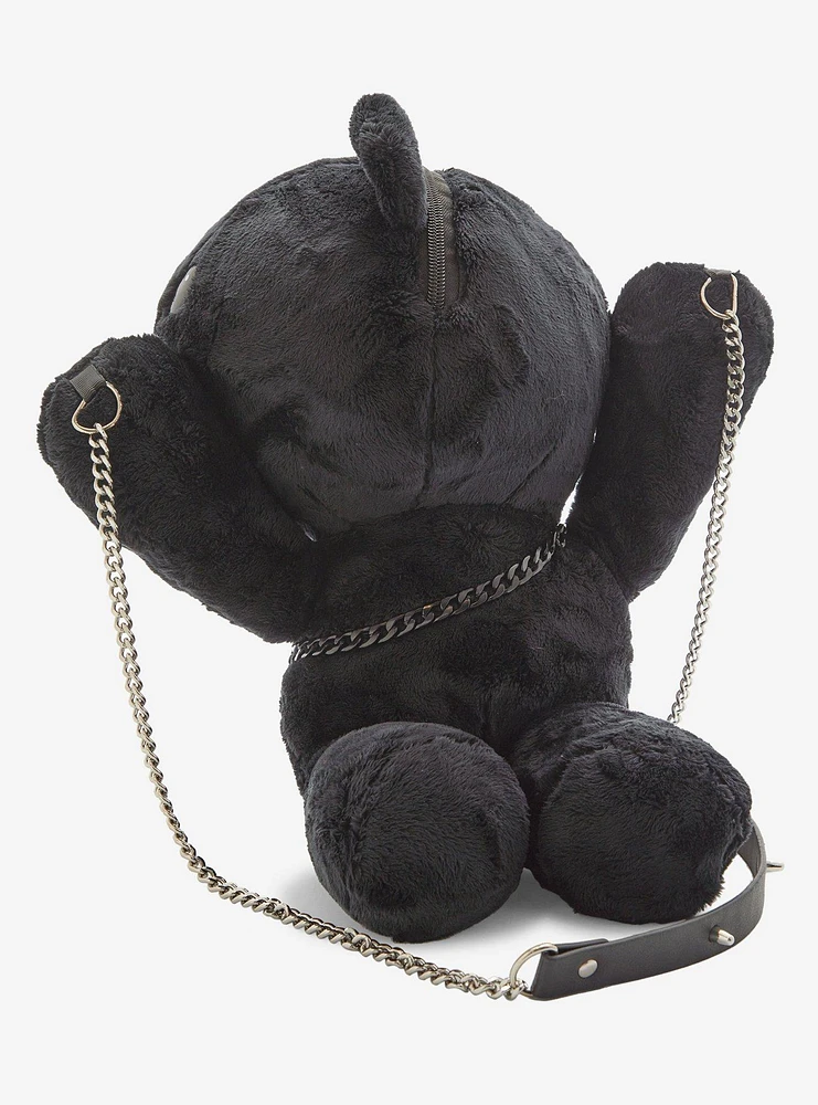 Black Hugging Bear Plush Crossbody Bag