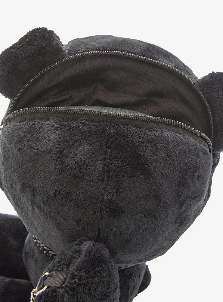 Black Hugging Bear Plush Crossbody Bag