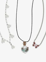 Thorn & Fable Flower Butterfly Bottle Necklace Set