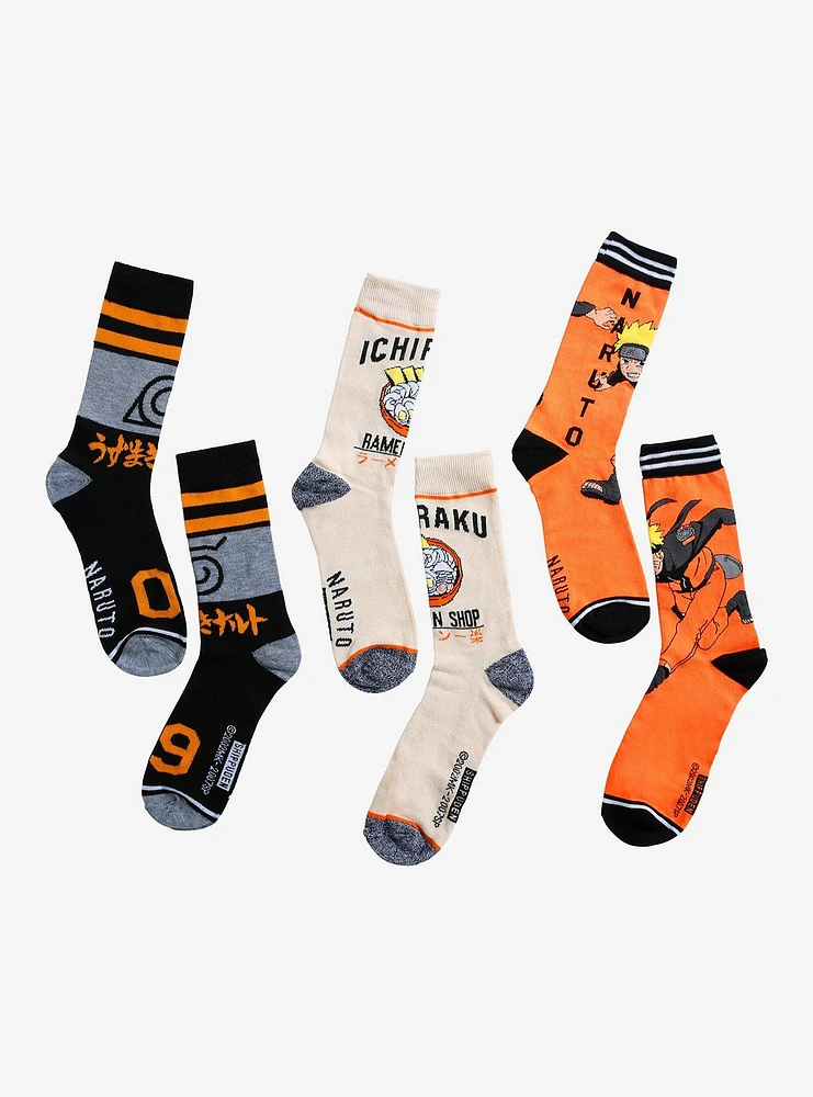 Naruto Shippuden Ramen Crew Socks 3 Pair