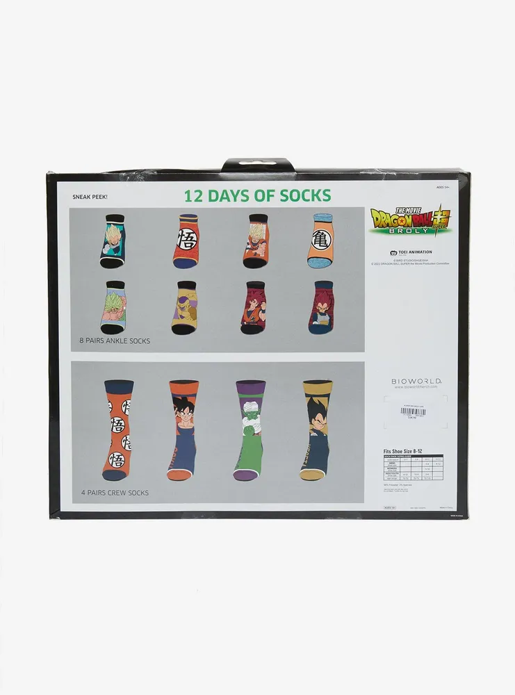 Dragon Ball Super: Broly Characters 12 Days Of Socks Gift Set