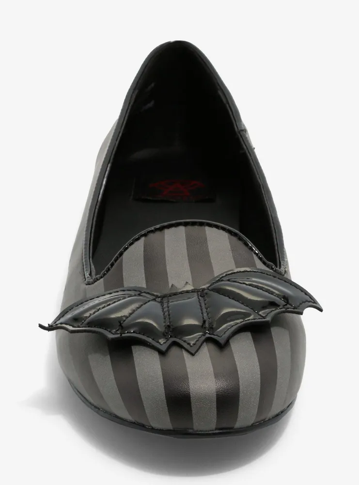 Strange Cvlt Grey Stripe Bat Lydia Flats