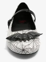 Strange Cvlt Black & White Spiderweb Mary Jane Flats
