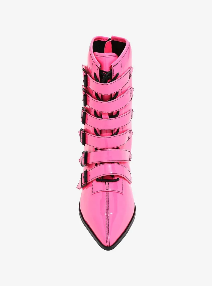 Strange Cvlt Hot Pink Patent Coven Boots