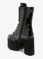 Strange Cvlt Shiny Black Raven Platform Boots