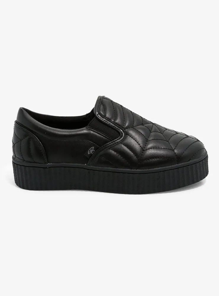 Strange Cvlt Krypt Black Web Slip-On Sneakers