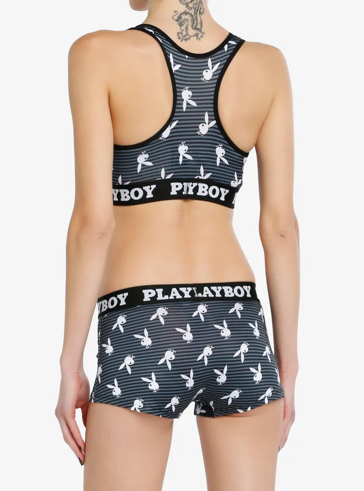 Playboy Stripes Bra & Boyshort Panty Set