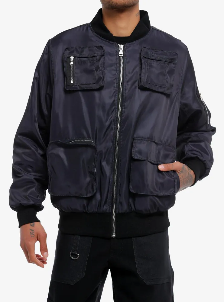 Skull Multi-Pocket Bomber Jacket