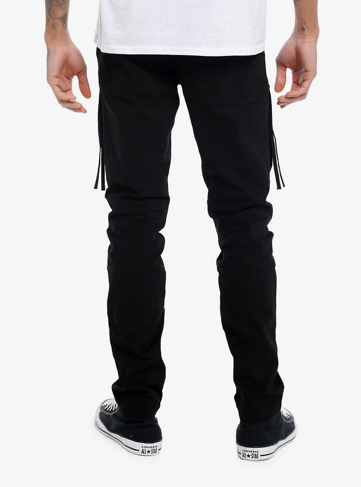 Black Twill Tassel Cargo Pants