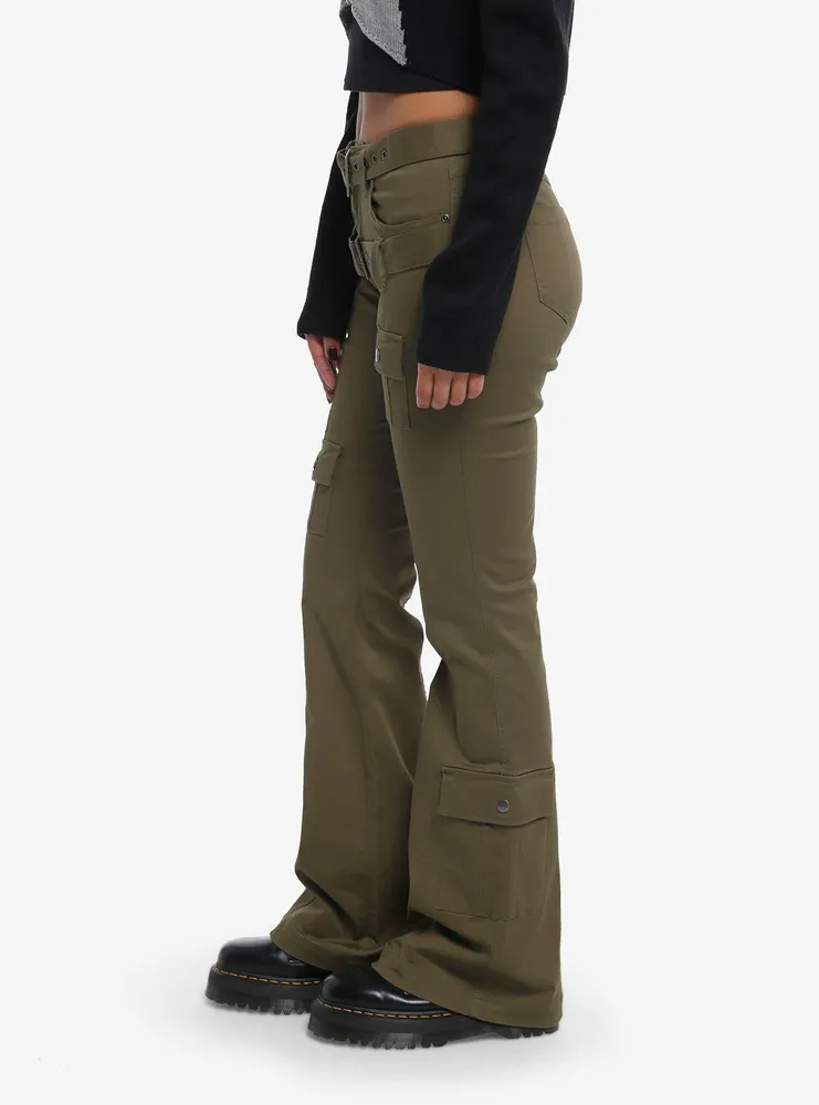Social Collision® Army Green Double Belt Cargo Pants