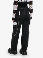 Black & White Grommet Chain Carpenter Pants