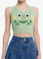 Thorn & Fable Frog Mushroom Flower Girls Crop Tank Top Cardigan Set