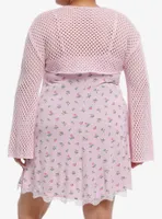 Sweet Society Pink Knit Bolero Girls Crop Shrug Plus