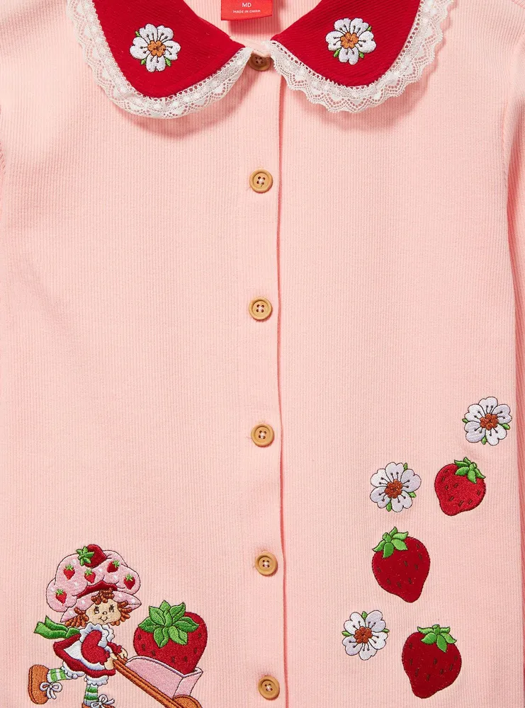 Strawberry Shortcake Portrait Collared Women's Plus Cardigan - BoxLunch Exclusive