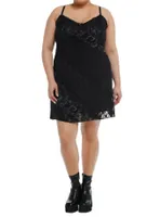 Black Celestial Lace Slip Dress Plus