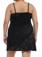 Black Celestial Lace Slip Dress Plus