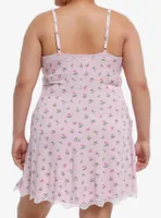 Sweet Society Pink Dainty Rose Slip Dress Plus