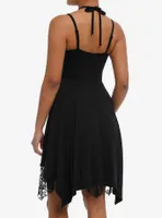 Black Tiered Ruched Halter Dress