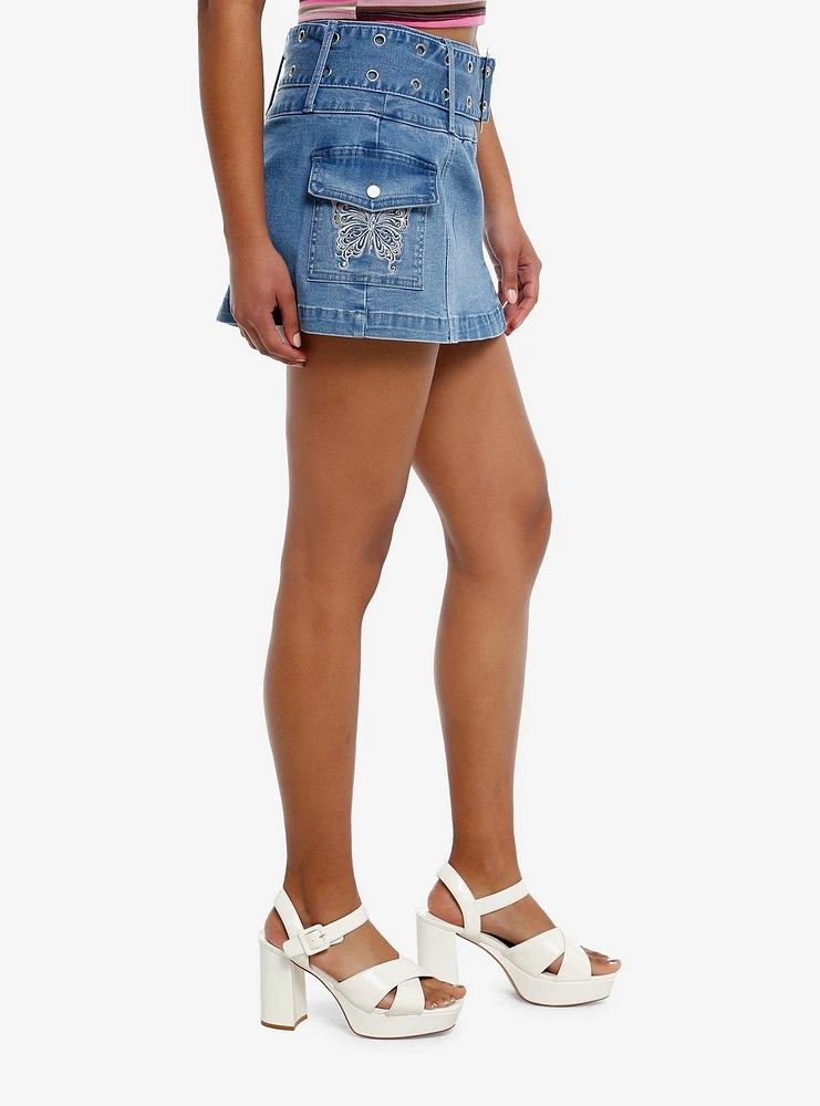 Sweet Society® Butterfly Rhinestone Denim Mini Skirt