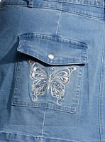 Sweet Society® Butterfly Rhinestone Denim Mini Skirt Plus