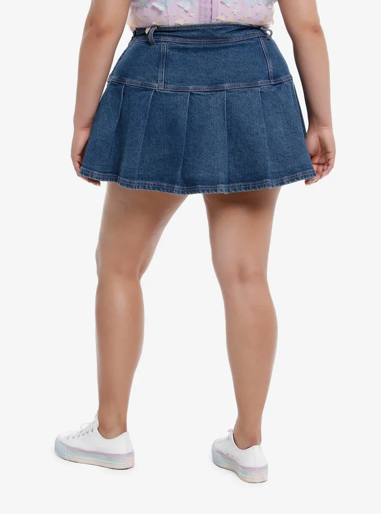 Sweet Society™ Heart Patch Pleated Denim Skirt Plus