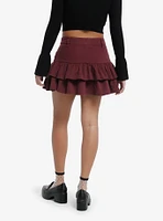 Burgundy Tiered Ruffle Skirt