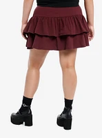 Burgundy Tiered Ruffle Skirt Plus