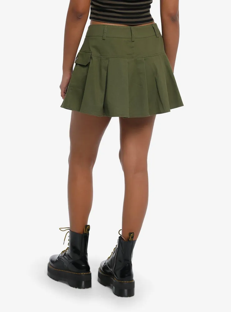 Green Cargo Pleated Skirt