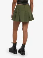 Green Cargo Pleated Skirt