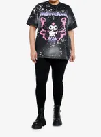 Kuromi Butterfly Flame Tie-Dye Boyfriend Fit Girls T-Shirt Plus