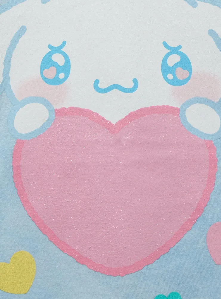 Sanrio Emo-Kyun Cinnamoroll Glitter Heart Women's T-Shirt - BoxLunch Exclusive