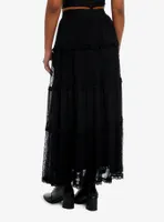 Black Lace Tiered Maxi Skirt