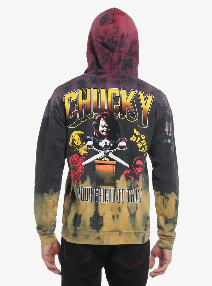 Chucky Collage Print Gradient Dye Hoodie