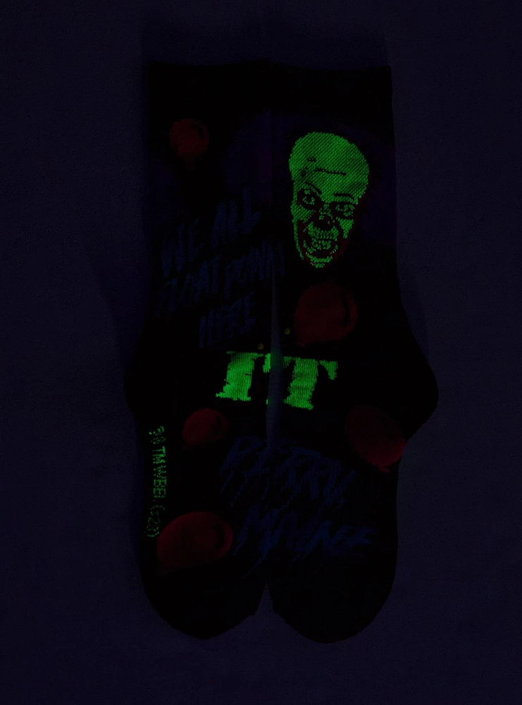 IT Neon Pennywise Black Light Crew Socks