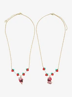 Strawberry Shortcake Heart Strawberry Best Friend Necklace Set