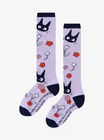 Studio Ghibli Kiki's Delivery Service Jiji Floral Lavender Knee-High Socks