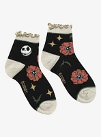 The Nightmare Before Christmas Floral Ruffle Ankle Socks