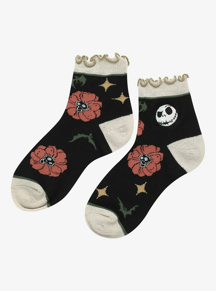 The Nightmare Before Christmas Floral Ruffle Ankle Socks