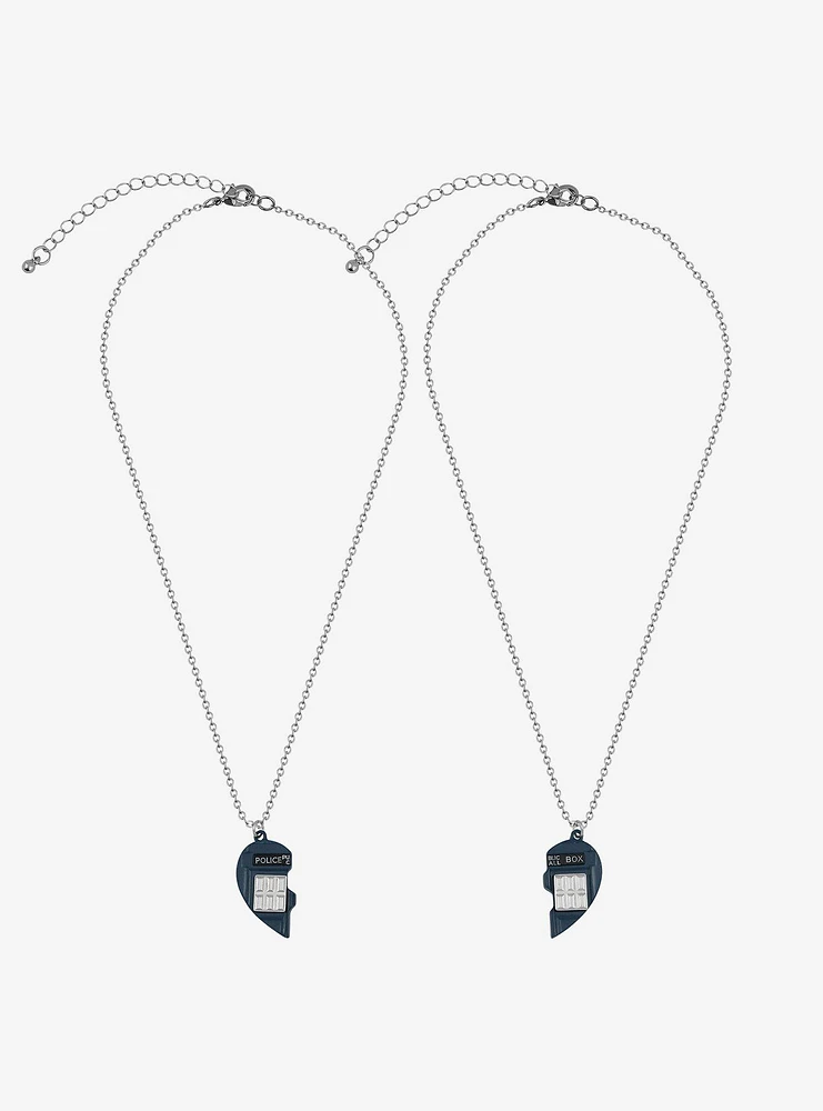 Doctor Who TARDIS Heart Best Friend Necklace Set