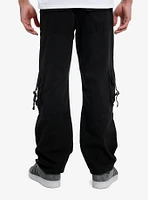 Black Zipper Cargo Strappy Pants