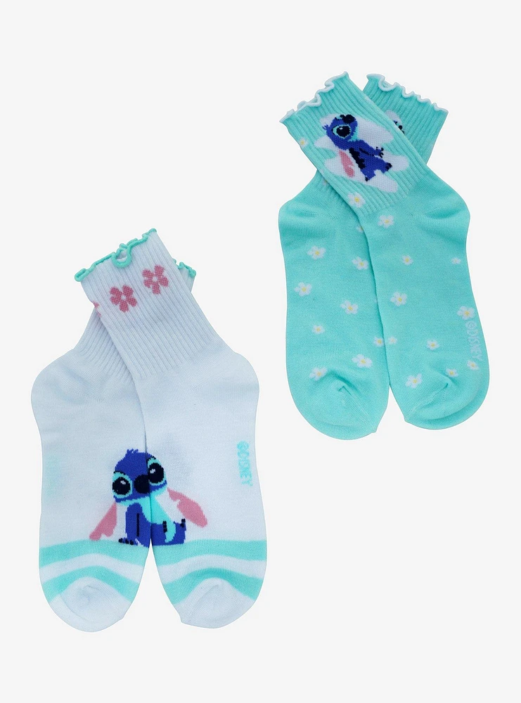 Disney Lilo & Stitch Flowers Crew Socks 2 Pair