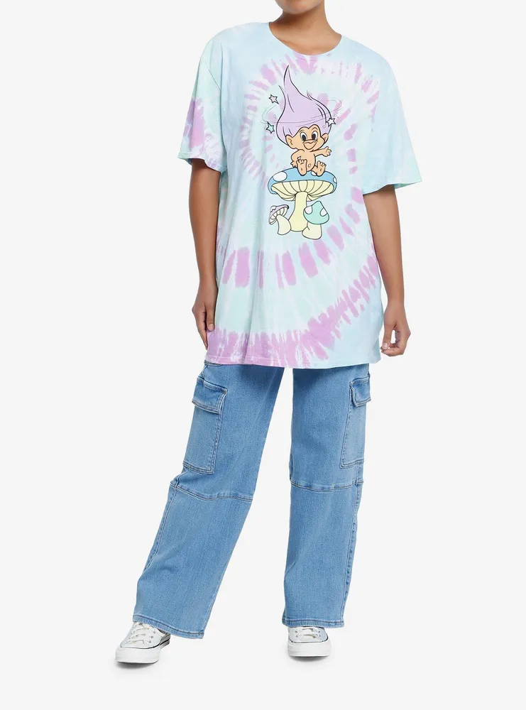 Good Luck Trolls Vintage Tie-Dye Girls Oversized T-Shirt